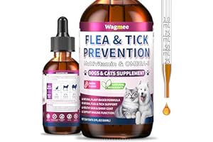 WAGMEE Flea Support for Dog and Cat, Natural Oral Flea Supplement Drops with Multivitamin Omega-3 for Pets - Supports Healthy Skin & Coat - Flea Herbal Drops All Breeds and Sizes - Bacon