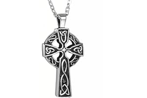 OIDEA Collana per Uomo Collana in Acciaio Inox con Pendente Croce celtica Nero