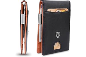 TRAVANDO Portefeuille avec Pince à Billets Rio Etui RFID Blocage Contre Piratage Bancaire - Mince Porte-Monnaie avec Clip en Métal - Porte-Carte de Crédit Sécurisé (Noir)