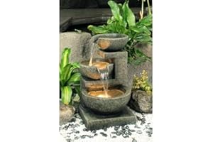 Primrose 62cm Kendal Granite 3 Tier Cascading Bowls Water Feature Fountain with LED Lights