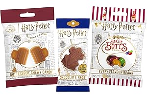 JELLY BELLY Harry Potter Set mit Butterbeer Chewy Candy 59 g, Bertie Bott's 54 g und Schokofrosch 15g