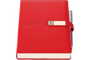 GOLDAYPLN 2024-2025 Dairy,Academic Diary 2024-2025 A5 Page A Day from July 2024 to June 2025,Organizer Daily Monthly Planner with Colorful Monthly Tabs,Pen,Pen Loop and Inner Pocket,Bookmarks (Red)