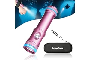 LetonPower Tynny-13se Lampe de plongée 2200 lumens Lampe de poche sous-marine compacte, torche de plongée à 6 modes, chargement de type C pour lampe de poche de plongée sous-marine (Rose)