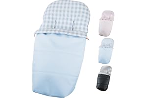 Saco Silla Paseo Universal Impermeable - Uso como Saco en Invierno o como Funda de Silla en Verano - Hecho en España por Trimatt- Color ECOPIEL CUADROS VICHY AZUL