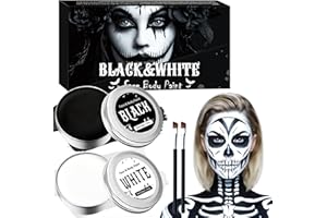 KAIYINGXIN Halloween Trucco Bianco e Nero, 50g x 2Pezzi Pittura del Viso Corpo, Trucca Bimbi Viso, Truccabimbi, Impermeabile e di Lunga Durata, Adatto per il Trucco Teatrale, Halloween, Carnevale