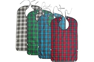 AEUZWR Bavaglini per Adulti, 4 Pezzi Bavaglino Impermeabile Per Adulti, Lavabile e Riutilizzabile Bavaglino per Adulti, Bavaglini Per Anziani, per Uomini, Donne, Adulti Anziani e Persone Disabile