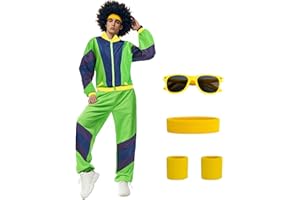 Lalieffacely Disfraz Años 80 Mujer Hombres, Disfraz Mujer Carnaval, Disfraz Chandal Años 80 Hombre, Ropa Años 80 Disfraz, Disfraces Pareja Adultos con Diadema Mano Correa Gafas Parejas Carnaval