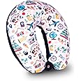 HOOPY Travel Neck Pillow in Soft Fabric for Head, Neck, Shoulder Support Filled with Soft Memory Foam Filling | Multi Purpose Neck Pillow| Neck Rest | Neck Pain | Transport Print
