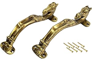 eSplanade Poignées de porte en laiton tête de cheval 19 cm (2 pièces) | Décoration d'intérieur | Décoration de porte | Paire de poignées de porte en laiton