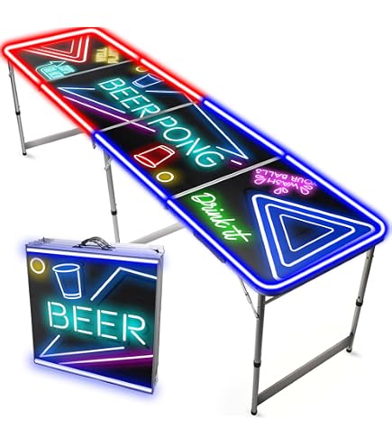 Tavolo Beer Pong Pieghevole NW – Regolabile In Altezza Con 100 Bicchieri E 5 Palline – 242 Cm, Per Feste In Giardino - 4