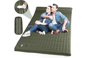 BAPHIYA Double Inflatable Sleeping Mat with Pillows, 210x140x10cm Extra Large Inflating Camping Pads for 2 Persons Waterproof Camping Mattress with Built-in Pump for Outdoor