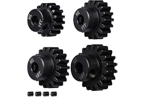 YUNIQUE GREEN-CLEAN-POWER - Ensemble de 4 Pignons 16T-17T-18T-19T M1 pour Moteurs Brushless 1:8 RC | Durable en Métal | Pour Monster/Buggy/Truck, Noir