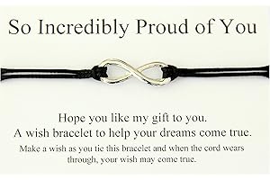 Lucor Proud of You Gift | Inspirational Congratulations Gifts | So Proud of You Infinity Wish Bracelet | Graduation Gift | Passing Exams Gift