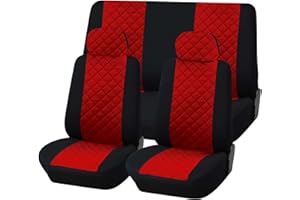 Auto Accessori Lupex - Coprisedili auto universali, colore rosso nero, set fodere protezione sedili anteriori e posteriori, poliestere trapuntato, comfort interno, no suv
