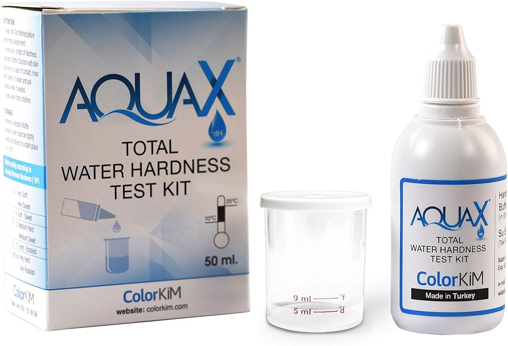 ColorKiM - AQUAX Yerli Üretim, 50 mL Toplam Su Sertlik Test Kiti | Basitçe Damlat Gör yöntemi | Kalibrasyon gerekmez!