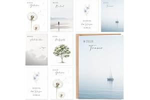 HAPPIRRA Trauerkarten mit Umschlag 12er Set, Hochwertig Beileidskarten Klappkarten, Trauerkarte Beileidskarte mit Spruch Schreiben