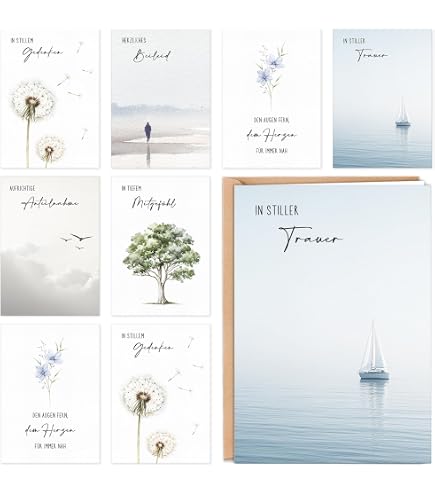 Edition Seidel – Set Mit 12 Einfühlsamen Trauerkarten & Beileidskarten Inkl. Umschlag