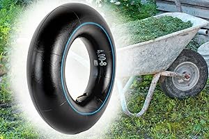 BISOMO Chambre à air pour brouette, 400 x 100/4,00-8 pouces, valve de voiture, tuyau coudé pour pneus et roues pneumatiques, chambre à air de rechange