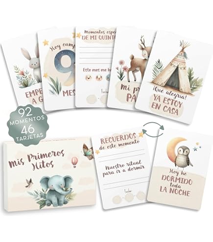 Cartes Souvenirs Premier Mois Bébé - Lot De 12 Cartes, Rose/vert, Cadeau Naissance, Fabriqué En France