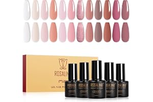 Rosalind UV-nagellacksset, 12 färger gelégel nagellack transparent naken rosa nagellack blötläggning UV gel nagellack rosa br