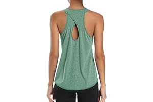 Gyabnw Débardeur de Sport Femme col Rond Tee Shirt sans Manches Haut de Sport Léger Séchage Rapide Respirant avec Dos Creux Yoga Shirt Running Fitness Tank Top