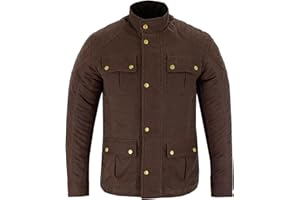 Gallanto Men's Classic Brown Waxed Cotton Motorcycle Jacket – Textile Biker Armoured – Vintage Style – Durable & Stylish – Protective Gear – Multiple Pockets