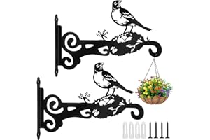 UBJUBT Hanging Basket Bracket Outdoor, 6-Inch 2 Packs Iron Hanging Basket Hooks, Rustproof Plant Hanger for Bird House, Wind Chime, Bird Feeder, Plant, Garden Lights and Garden Planters