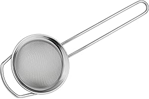 Grunwerg ST-3003 Sitko z drobnej siatki z polerowaną krawędzią i uchwytem, srebrny, 7 cm, średnica 8 cm