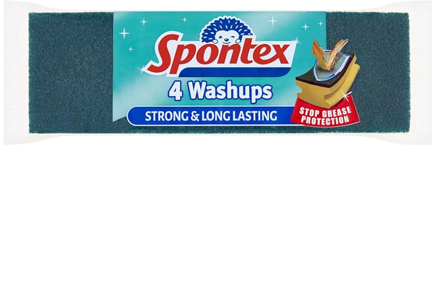 Spontex Washups General Purpose Sponge Scourers | 6.8 x 4 x 8.6cm | Pack of 4