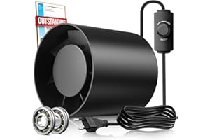BUMSOU Rohrventilator 100 mm Regelbare Geschwindigkeit, 130m³/h Rauchabzug Ventilator, Rohrlüfter Leise mit Doppelkugellagermotor, Inline Abluftventilator, Bad Lüfter für Gewächshaus Zelt Garage WC