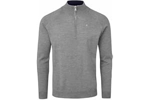 Oscar Jacobson Mens Pin Merino Zip Neck Sweater Long Sleeve