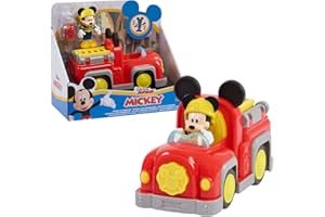 DISNEY MICKEY ET MINNIE Mickey, Véhicule avec 1 figurine 7,5 cm et 1 accessoire, Modèle Pompier, Jouet pour enfants dès 3 ans, GIOCHI PREZIOSI, MCC063