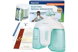 Nascool Nasendusche Elektrische Nasenspülung für Erwachsene und Kinder ab 12 Jahren, Nasenreiniger für Sinusitis Symptome Linderung mit 50 Nasensalz (Grün)