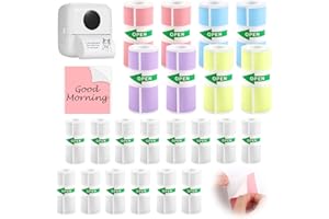 TOSAVGA 22 Rollen Thermorollen, 57 x 25 mm Thermopapier Kinderkamera, Mini Drucker Papier Selbstklebend, Mini Drucker Sticker Papier, Thermodruckerpapier für Kinder Sofortbildkameras