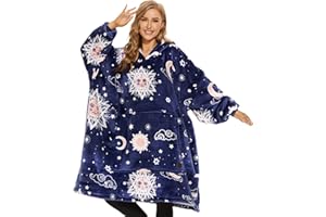 THREE POODLE Decken Hoodie, Oversize Hoodie Decken Pullover Kuschelpullover für Damen Herren Kinder, Warm und Weiches Futter, Übergroßer Hoodie Sherpa-Decke, Verschiedene Muster Verfügbar