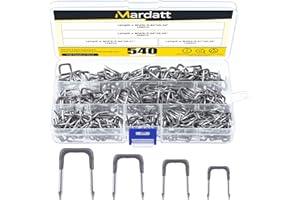 Mardatt 540 Pcs Insulated U Staples Set with Storage Case, 0.55 inch, 0.43 inch, 0.35 inch Metal Cable Clips for Fixing Electrical Wire