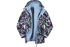 Mountain Warehouse Aries Kids 3-in-1 Waterproof Jacket -Taped Seams Childrens Rain Jacket, Detachable Hood Girls & Boys Raincoat, Antipill -Best for Autumn, Winter