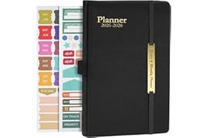 AUAUY 2025 2026 Tygodniowy planer A5 20,5 x 14 cm, 18-miesięczny dziennik szkolny od stycznia 2025 do czerwca 2026, twarda okładka skórzana, 2025-2026 dziennik dla nauczyciela, biuro - czarny