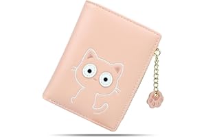 conisy Portafoglio Donna Piccolo, Carina Sottile Portafoglio in formato corto con Bloccaggio RFID e Cerniera Portamonete per Donna e Ragazza (Rosa)