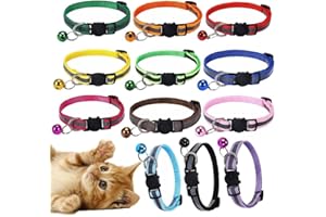 Esforzarse 12 Pezzi Breakaway Collare per gatti con campanelle, Collare Gatto Riflettenti, Per Gatti Cuccioli Conigli Gattini Articoli Per Animali Domestici, Dieci colori.