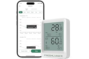 FRESHLIANCE FOCUS ON FRESH AND SAFE LIFE ONLY Freshliance Bluetooth Temperatur- und Luftfeuchtigkeits-Datenlogger, Kühlschrank Gefrierschrank Thermometer Hygrometer, Digitaler Fern-Temperatur- und Feuchtigkeitsmonitor mit Smart-App-Datenanalyse