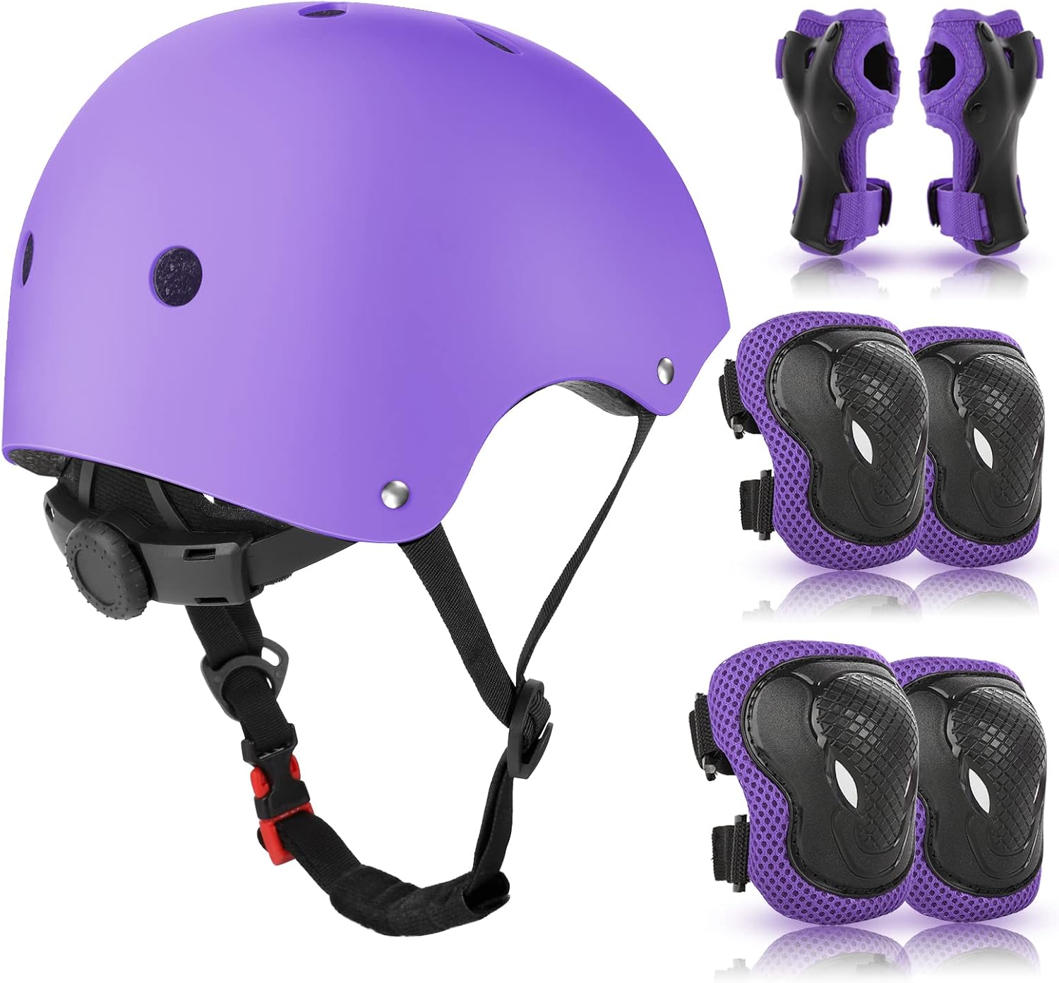 WayEee Equipo de Protección Infantil 7PCS, Protecciones Patines incluye Casco Rodilleras Coderas y Muñequeras para Ciclismo Monopatín Patinaje y otros Deportes
