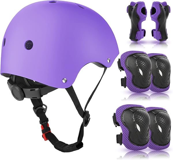 WayEee Equipo de Protección Infantil 7PCS, Protecciones Patines incluye Casco Rodilleras Coderas y Muñequeras para Ciclismo Monopatín Patinaje y otros Deportes - 1