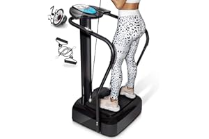 YM Plataforma Vibratoria de Fitness, tonificación y Adelgazamiento reafirmante, Intensidad Ajustable, 10 PROGRAMS + Auto, Pantalla, Cardio, elásticos de Fitness