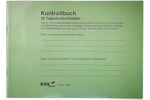 RNKVERLAG RNK Verlag 3095 - Registro di controllo (ai sensi del par. 1 comma 6 del regolamento sui conducenti), A5 orizzontale, 32 fogli