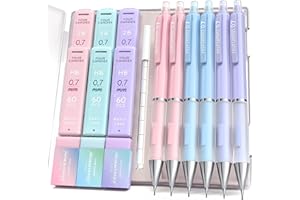 Four Candies 0.7mm Mechanical Pencil Set - 6PCS Cute Pencils with 360PCS HB & 2B Lead Refills, 3PCS Pastel Erasers and 9PCS Eraser Refills, Aesthetic School Supplies for Student Writing Drawing