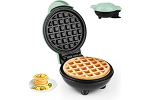 LWMTT Mini Waffeleisen,Belgische Waffel Maschine ø 10cm,220V|350W,Grün,Doppelseitige Heizung,Waffeleisen Eine Person, Kompakt,Geeignet für Touren,Waffle Maker