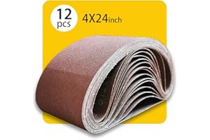 TPMAX 100mm x 610mm 100mmx610mm Sanding Belt Assorted Pack,12 Pcs(4 Each of 80 120 150 Grits) Aluminum Oxide for Sander