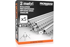 EUROCALI 5x Profili Angolari da 2 metri (10mt) a Scomparsa in Alluminio per Strisce LED Copertura Opaca larghezza max striscia led 9.5mm - 13.1 x 12.5 (alette 50.12)