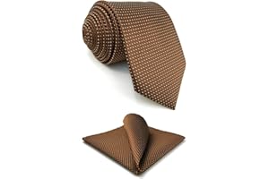S&W SHLAX&WING Corbatas para Hombre Conjunto de Corbata Formal de Cobre Marrón con Puntos Blancos